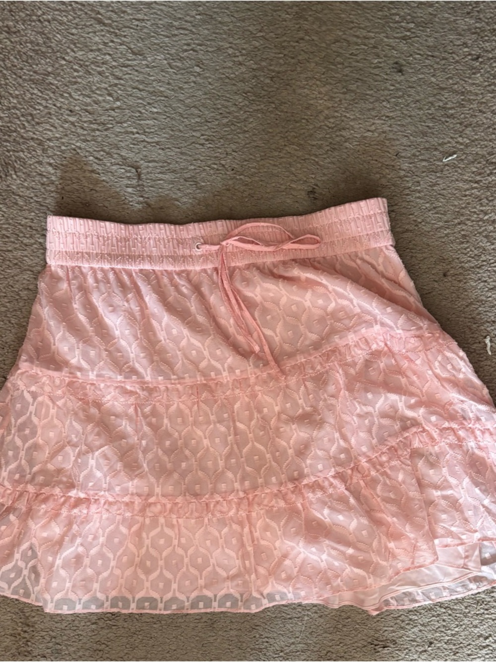 Alice + Olivia Silk Light Pink Lace Tiered Mini Skirt